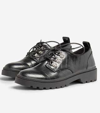 Dorothy Perkins + Black Crocodile Design Luck Brogue Shoes Lace Up Flat
