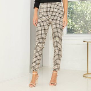 Who What Wear Collection + Plaid High-Rise Spilt Front Trousers