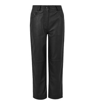 Autograph + Leather Straight Leg Cropped Trousers