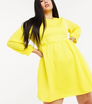 Rokoko + Plus Oversized Smock Sweat Dress in Buttercup Yellow