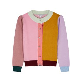 Olivia Rubin + Dee Colour-Blocked Stretch-Knit Cardigan