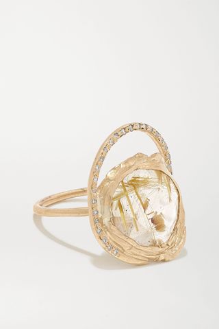 Pascale Monvoisin + Gaia 9-Karat Gold, Quartz and Diamond Ring