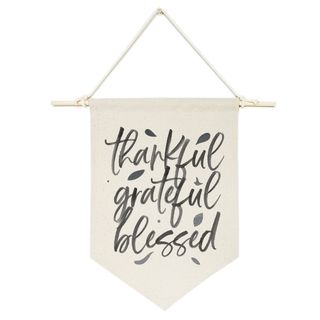 The Cotton & Canvas Co. + Thankful, Grateful, Blessed Hanging Wall Canvas Banner
