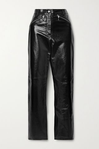 Alexachung + Crinkled Glossed-Leather Straight-Leg Pants