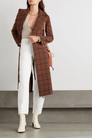 Nanushka + Lana Double-Breasted Checked Wool-Blend Coat