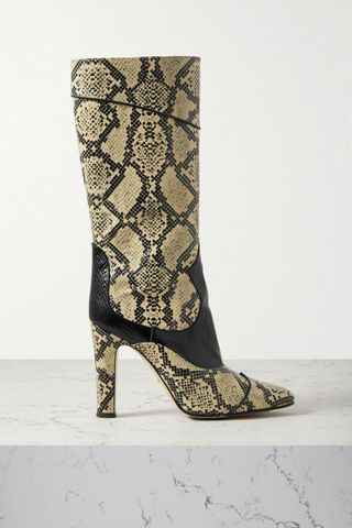 Gucci + Cam Snake-Effect Leather Knee Boots