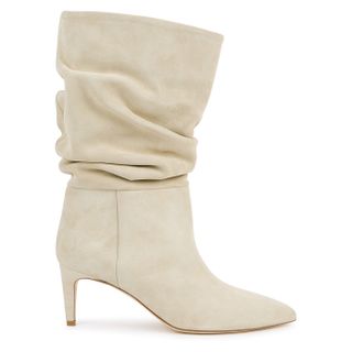 Paris Texas + 60 Stone Ruched Suede Knee-High Boots