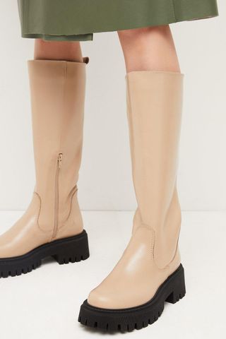 Karen Millen + Leather Knee High Flat Boot