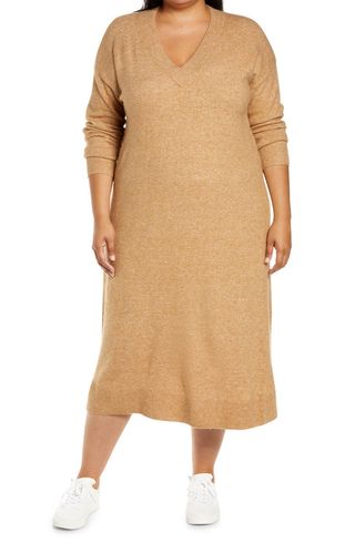 Caslon + V-Neck Long Sleeve Sweater Dress