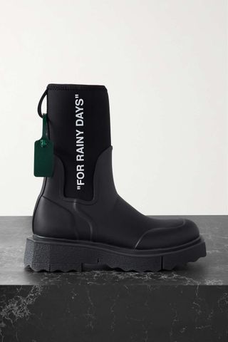 OFF-WHITE + Rubber and Jersey Ankle Boots