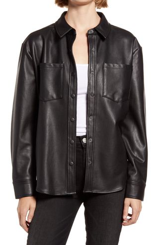 Treasure & Bond + Faux Leather Shirt