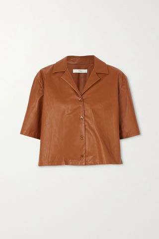 Tibi + Faux Leather Shirt