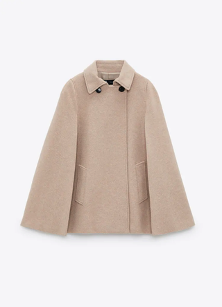 Zara + Cotton Blend Cape Coat