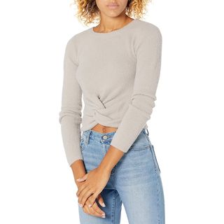 The Drop + Eloise Long Sleeve Twist Front Cozy Cropped Sweater
