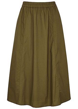 Gestuz + Cassia Army Green Cotton Midi Skirt