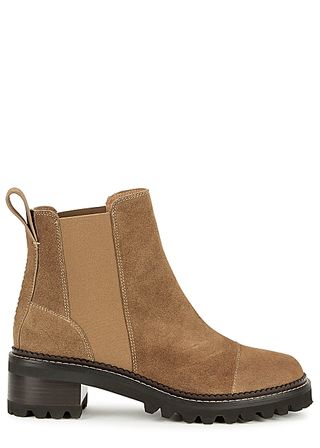 See By Chloé + Brown Brushed Suede Chelsea Boots