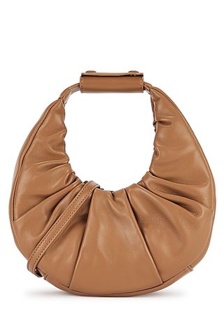 Staud + Moon Mini Brown Leather Top Handle Bag