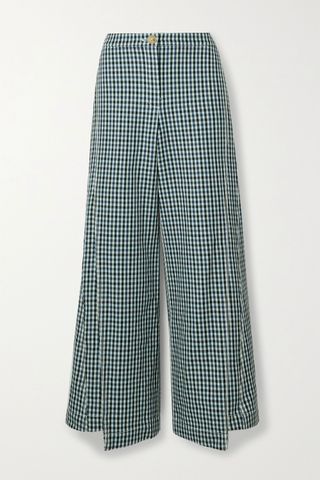 Lanvin + Checked Wool-Tweed Wide-Leg Pants