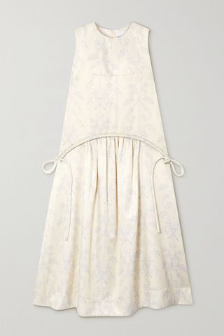 Minjukim + Belted Floral-Print Cady Midi Dress