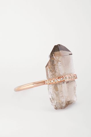 Jia Jia + 14-Karat Rose Gold, Quartz and Diamond Ring