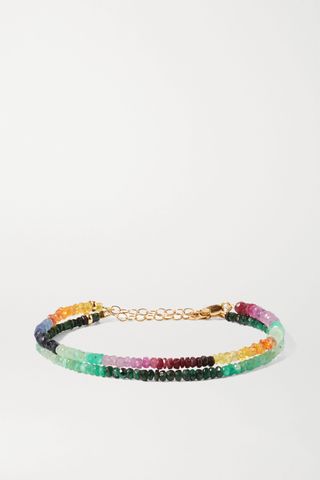 Jia Jia + Set of Two 14-Karat Gold, Sapphire and Emerald Bracelets
