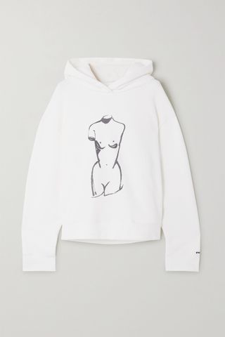 Staud + International Women's Day Oversized Printed Organic Cotton-Fleece Hoodie