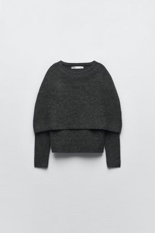 Zara + Wrap Collar Knit Sweater
