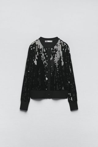 Zara + Knit Cardigan With Sequins
