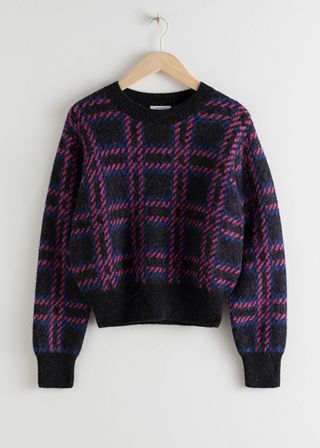 & Other Stories + Check Alpaca Wool Blend Sweater
