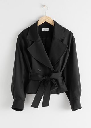 & Other Stories + Belted Wool Blend Trench Jacket