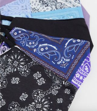ASOS Design + Unisex 5 Pack Face Coverings With Adjustable Straps and Nose Clip in Bandana Prints