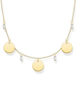 Thomas Sabo + Necklace With Three Discs and White Stones Gold