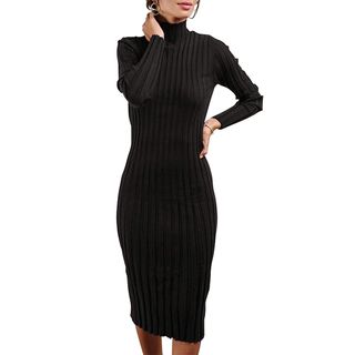 Merokeety + Ribbed Long-Sleeve Sweater Dress