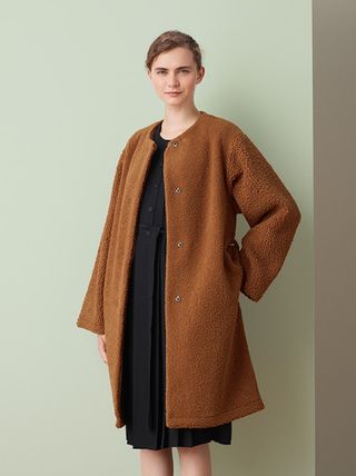Uniqlo + Pile Lined Fleece Collarless Coat
