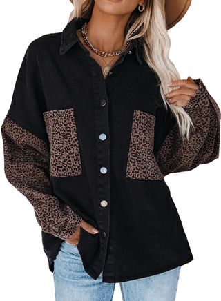 Dokotoo + Leopard Denim Jacket