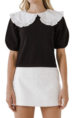 English Factory + Oversize Ruffle Collar Top