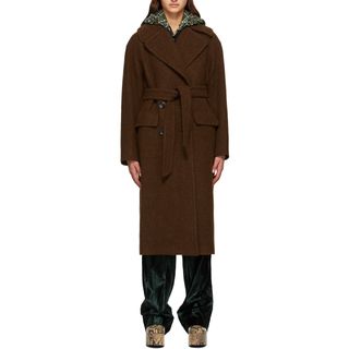 Dries Van Noten + Brown Wool Oversized Coat