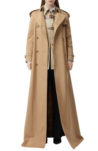 Burberry + Check Lined Maxi Trench Coat