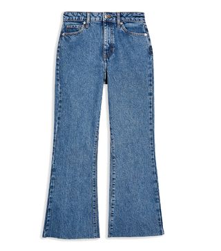 Topshop + Mid Blue Dree Flared Jeans