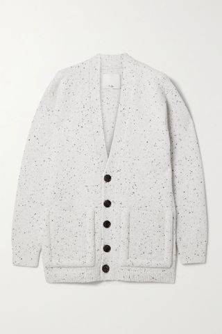 Tibi + Faux Leather-Trimmed Wool-Blend Cardigan