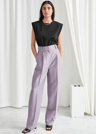 & Other Stories + Wide Tailored Linen Blend Trousers