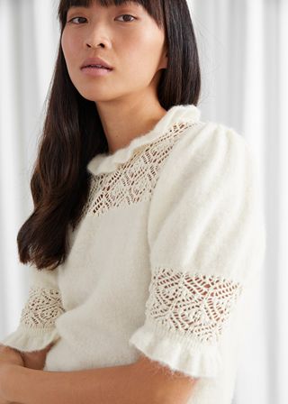 & Other Stories + Ruffled Puff Sleeve Knit Top