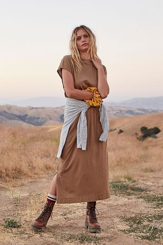 Free People + All Day Long Midi T-Shirt Dress