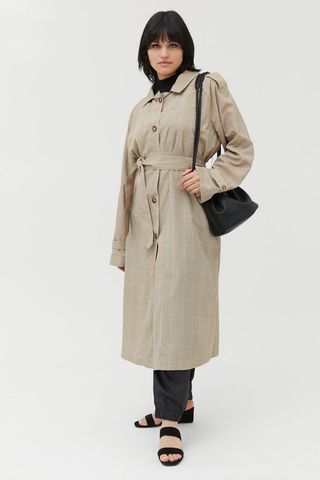 Urban Outfitters + UO Drapey Plaid Trench Coat