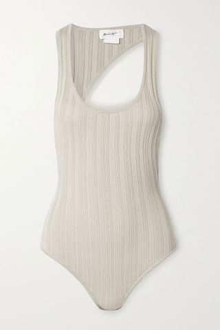 The Line by K + Isaura Open-Back Ribbed-Knit Bodysuit