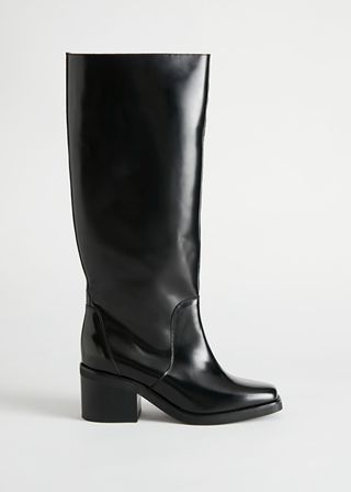 & Other Stories + Square Toe Knee High Leather Boots