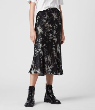AllSaints + Elly Silk Blend Evolution Skirt