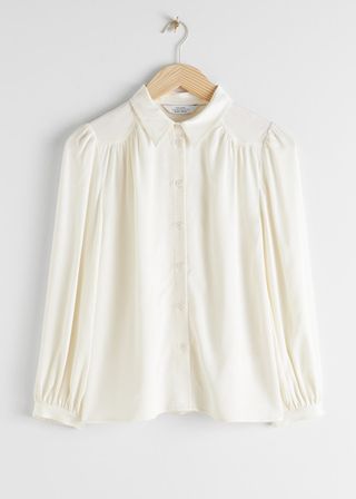 & Other Stories + Gathered Crepe Button Down Blouse