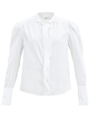 Étoile Isabel Marant + Orlana Broderie Anglaise-Trimmed Cotton Blouse