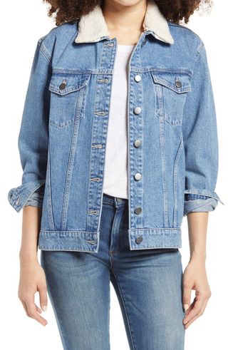 BP. + Denim Jacket With Removable Faux Shearling Collar